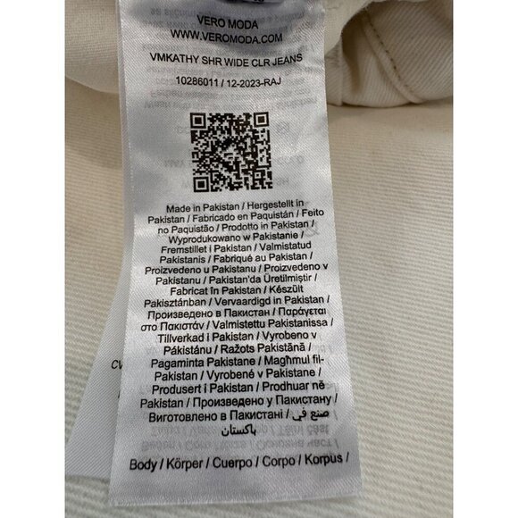 New VERO MODA Women's Size 29/32 Kathy High Waist Wide Leg Jeans Snow White - Picture 12 of 13